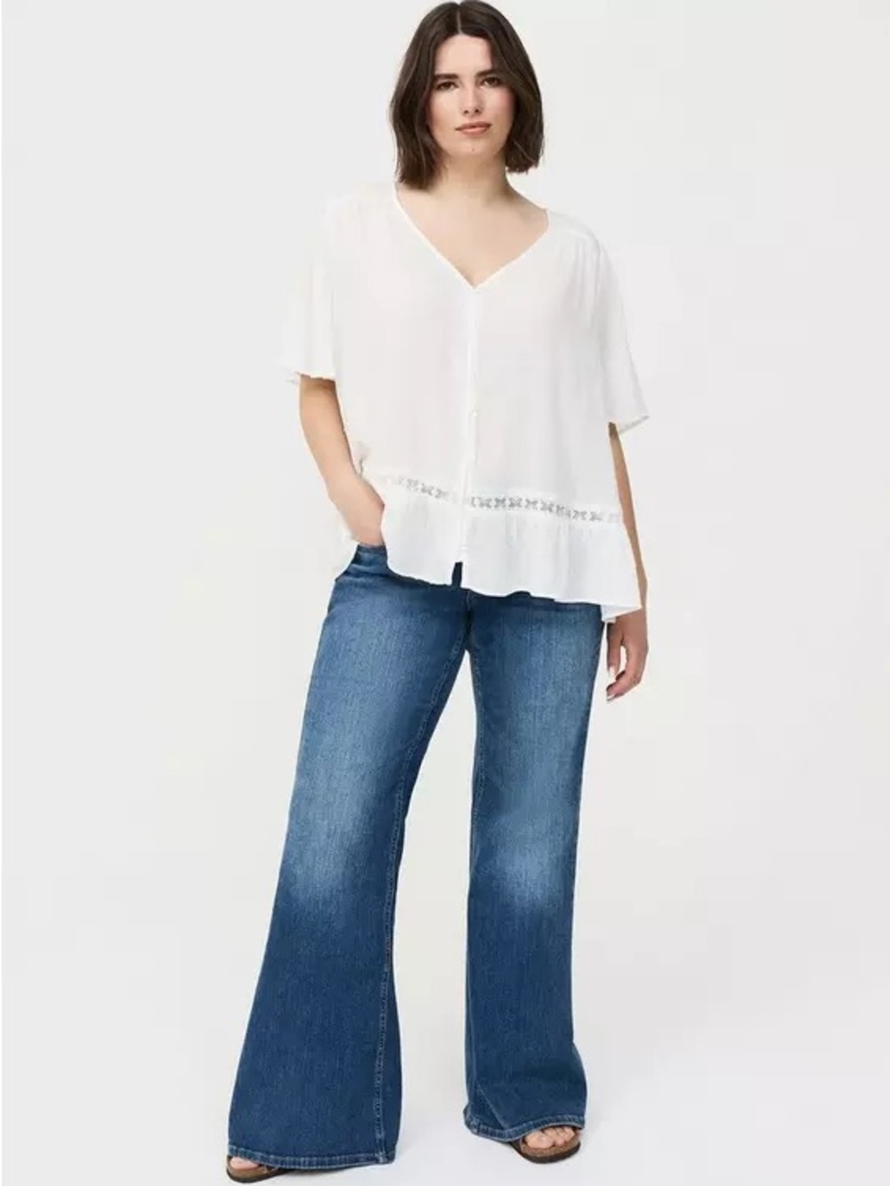 torrid Button Front Pintuck Top size torrid size 0 (large/12) runs big NWOT